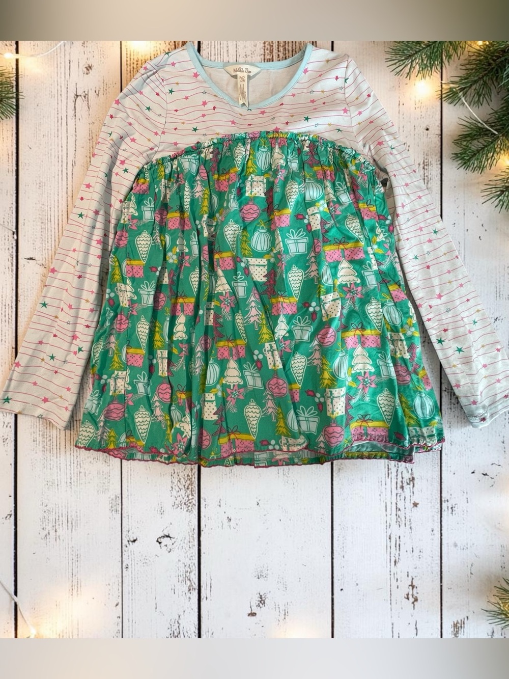 Matilda Jane Teal Holiday Ornament A-Line Skirted Top